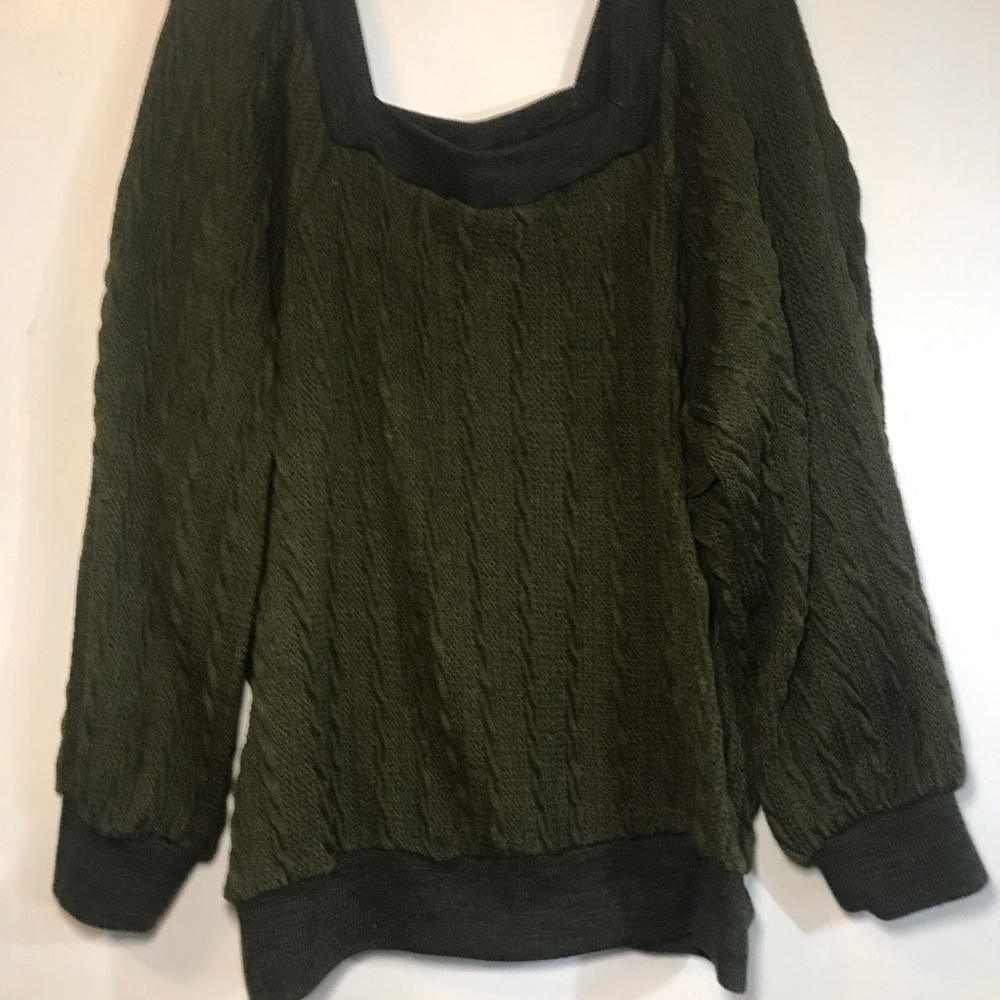 Olive Green Cable Knit Women's Sweater